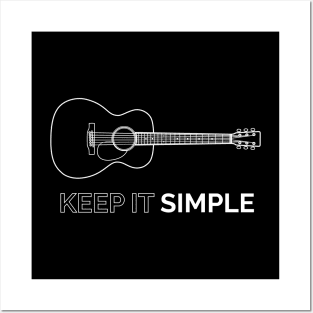 Keep It Simple Acoustic Guitar Outline Posters and Art